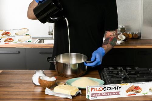 Traditional Greek Coconut Bougatsa pie with Filosophy Filo pastry 1